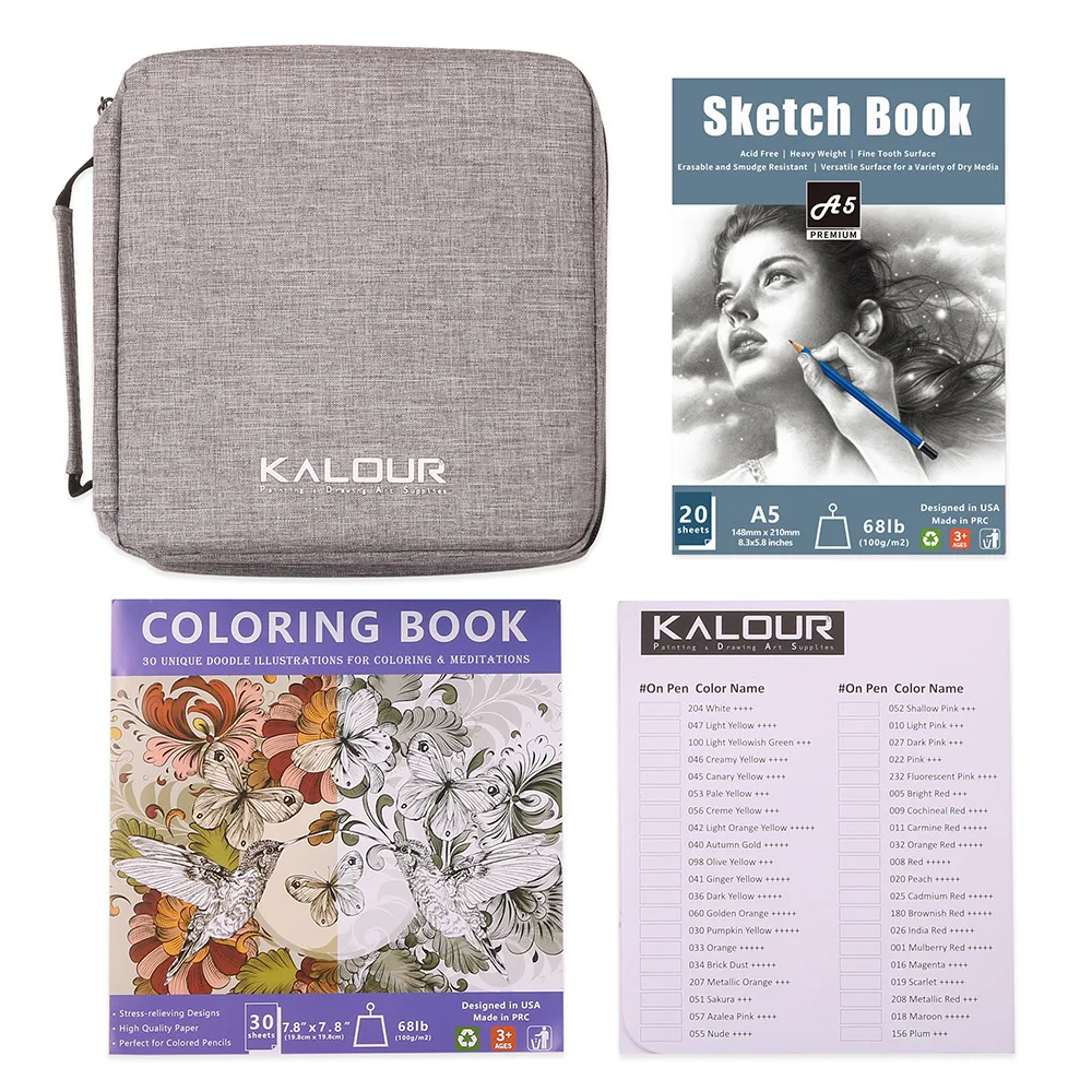 H & B Set di matite da disegno, kit artistico con 2 matite a carboncino, gomma, temperamatite, estensore e astuccio in tela, per artisti, principianti, bambini e adulti
