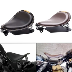 Motorcycle Black Rivet PU Leather Solo Seat For Harley Davidson Iron 883 1200 Sportster Softail Retro Buffer Spring Seat Cushion