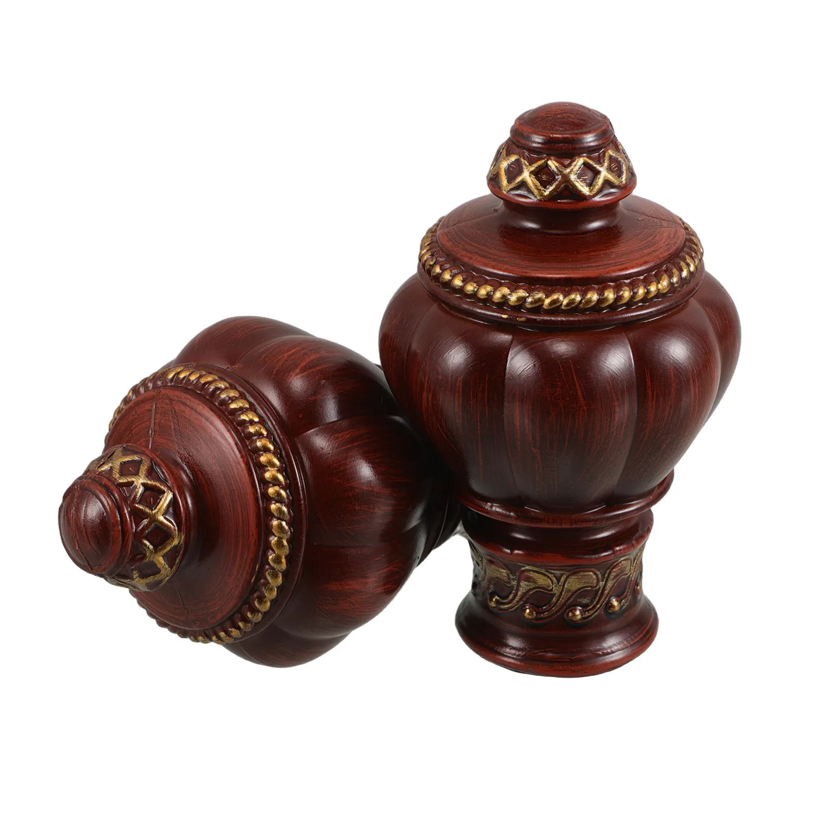 2pcs Wooden Curtain Rod Finials Vintage Decorative End Caps for Bedroom Kitchen Cafe Window Drapery Rods & Bed Post Replacement