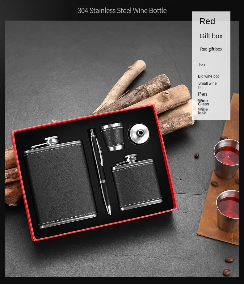 9oz High Quality Stainless Steel 304 Hip Flask Set Whiskey Wine Flagon Alcohol Drink Bottle Travel Drinkware For Gifts