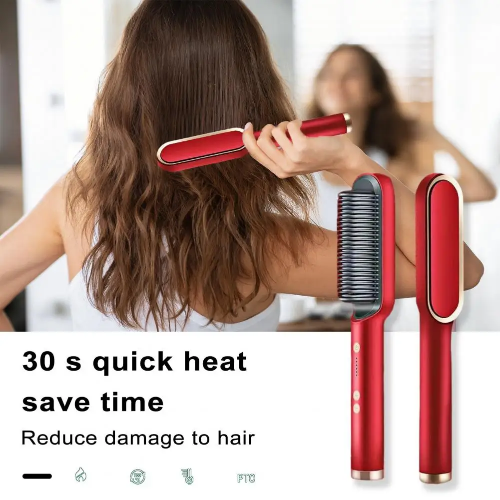 Fast Heating Hair Brush Hair Straightening Brush Fast Heating Hair Straightener Brush with 5 Temperature 2-in-1 for Frizz-free