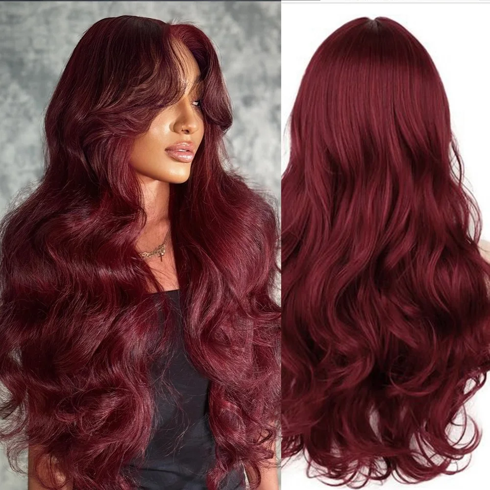 

30 40 Inch 99j Burgundy Body Wave Human Hair 13x6 Hd Transparent Lace Front Wig 13x4 Curly Colored Brazilian Hair For Women ﻿