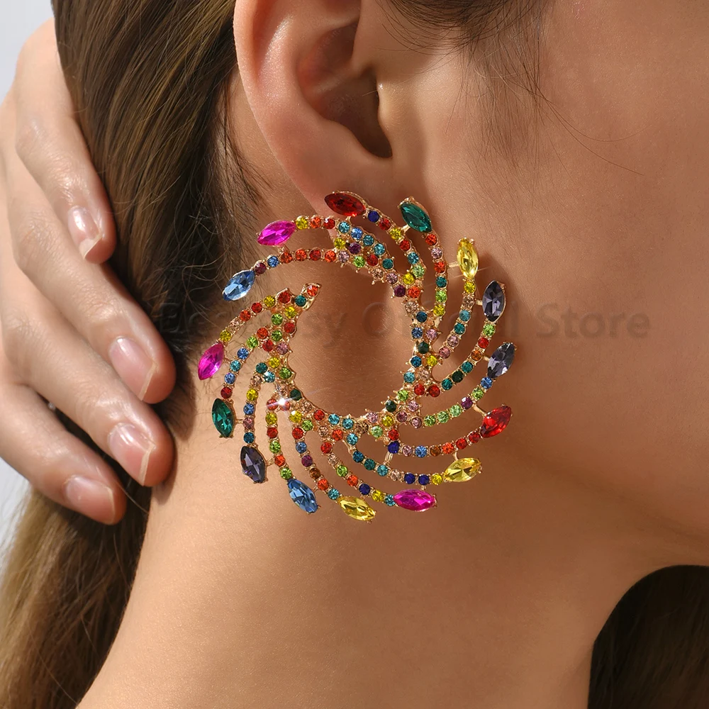 European American Trendy Exaggerated Piercing Stud Earrings For Women Girl Sun Shape Unique Design Exquisite Jewelry Accessories