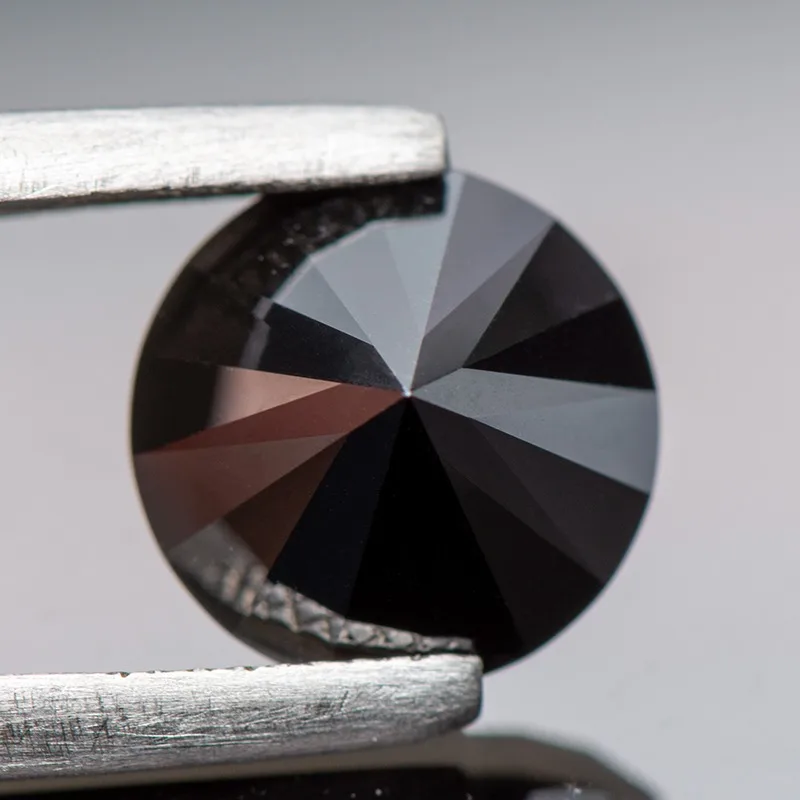 Moissanite diamante colore nero rotondo pietra preziosa coltivata in laboratorio per donne fai da te anello collana orecchini materiali principali con certificato GRA