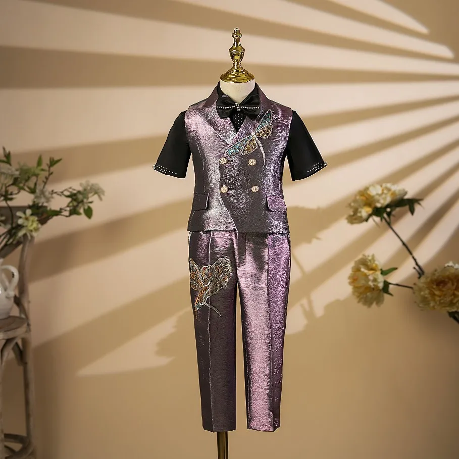 

New Boys Suit Children's Costume Host Piano Performance Blazers Sets For Weddings Birthday Baptism Party A4479