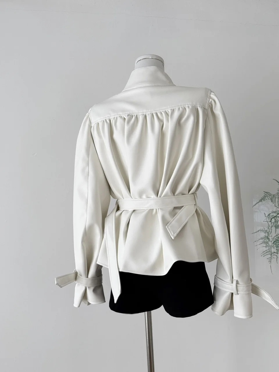 Original Chic Umbrella-ape Pleated Stand Collar White Jaet ort Fem Outerwear Faionable Trendy Young Women's Coat