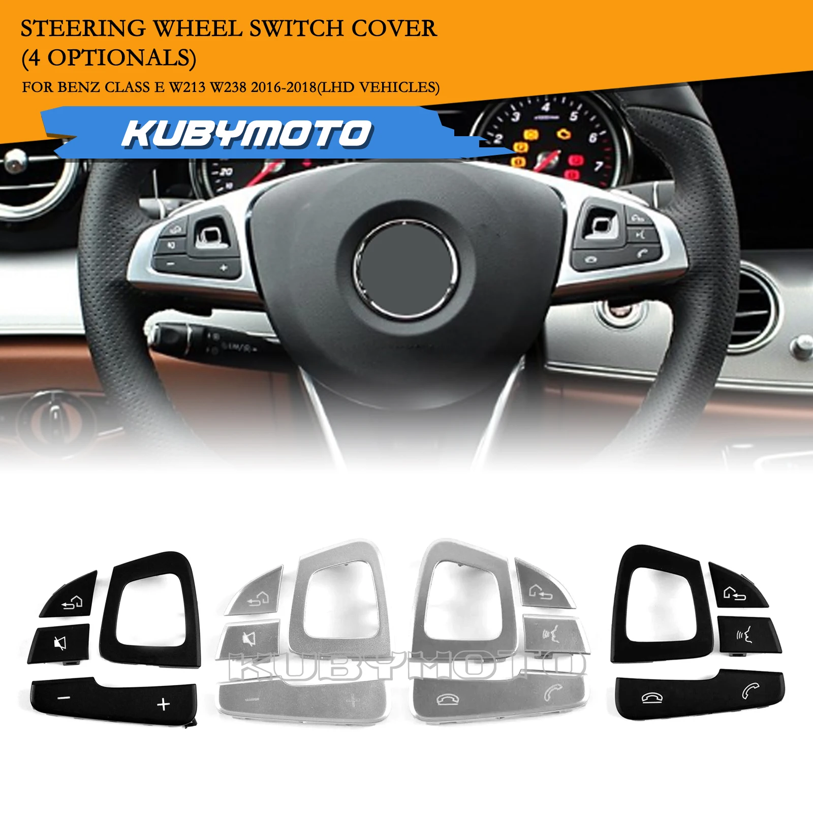 

LHD Car Inteiror Steering Wheel Button Cover Trim For Mercedes Benz E Class W213 W238 Coupe Convertible 2016-2018