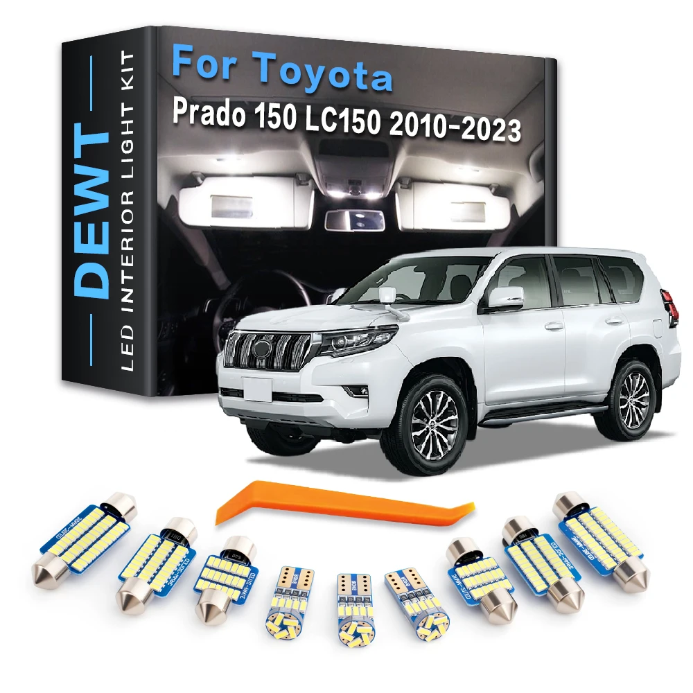 16Pcs Car LED Interior Dome Light Kit For Toyota Prado 150 LC150 2010 - 2023 2019 2020 2021 2022 2018 Sunvisor Trunk Bulb Canbus