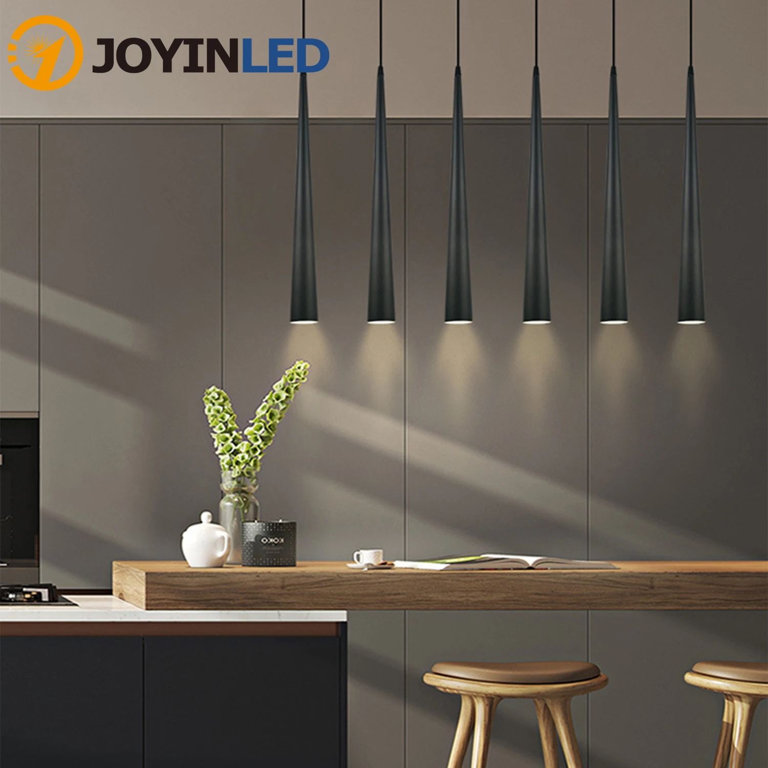 Cone Long Tube LED Pendant Lights Dimmable Lamp Pipe Decor 5/7/10/12W Ceiling Spotlight Kitchen Living Room Droplight Fixture