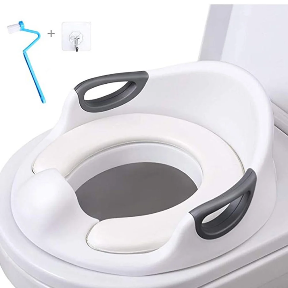 

1Pcs Large Kids Toilet Trainer White Double Handrail Baby Toilet Training Seat High Urine Barrier Easy Remove Clean