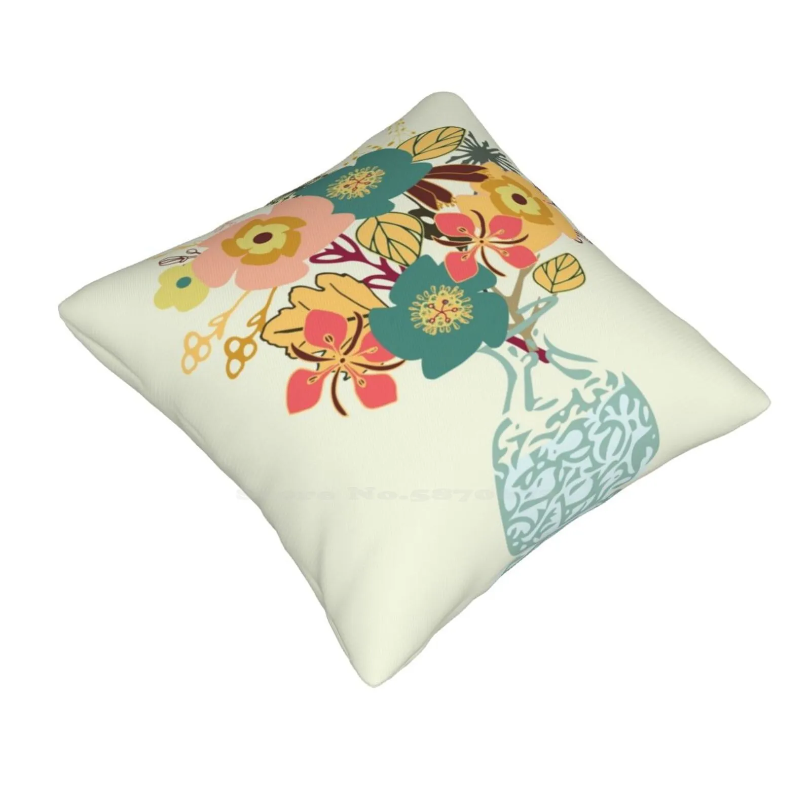 Autumn Blooms Funny Cute Decor Square Pillowcase Blooms Floral Still Life Flowers In Vase Autumn Fall November