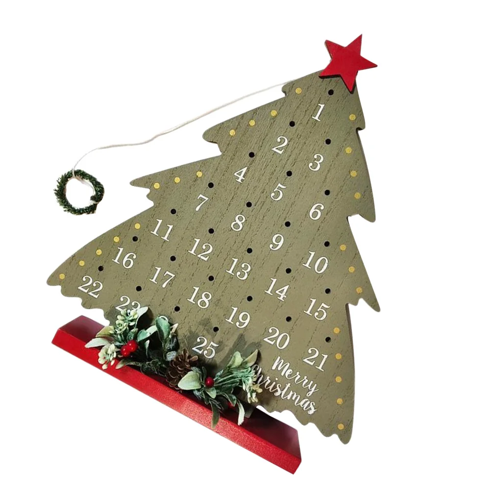 

Christmas Countdown Rustic Wooden Advent Calendar Xmas Tree Number Date Decor Tabletop Holiday Xmas Party Merry