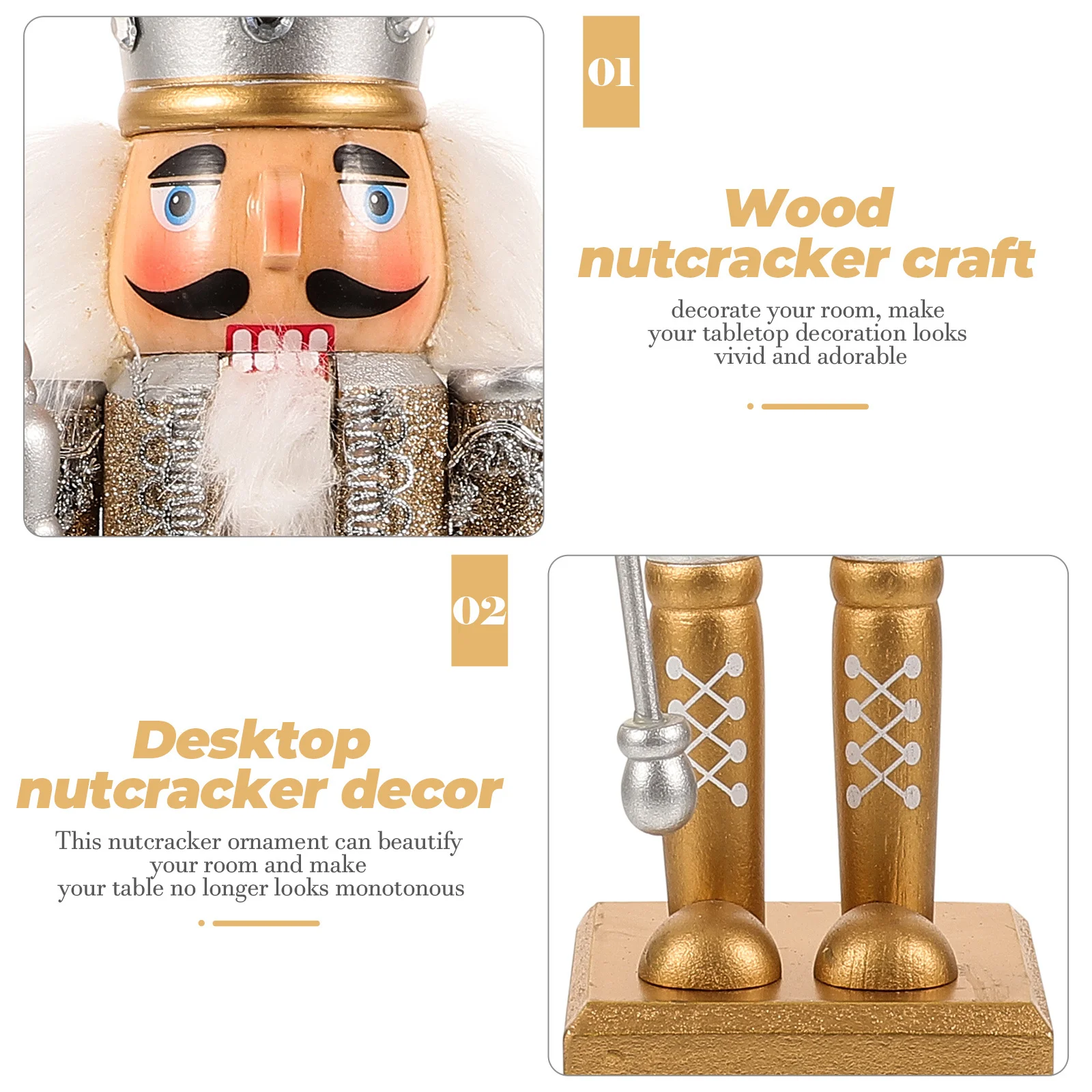 

Wooden Nutcracker Ornament Desktop Decor For Christmas Home Hotel Restaurant Coffee Shop Xmas Party Favor Craft Gift