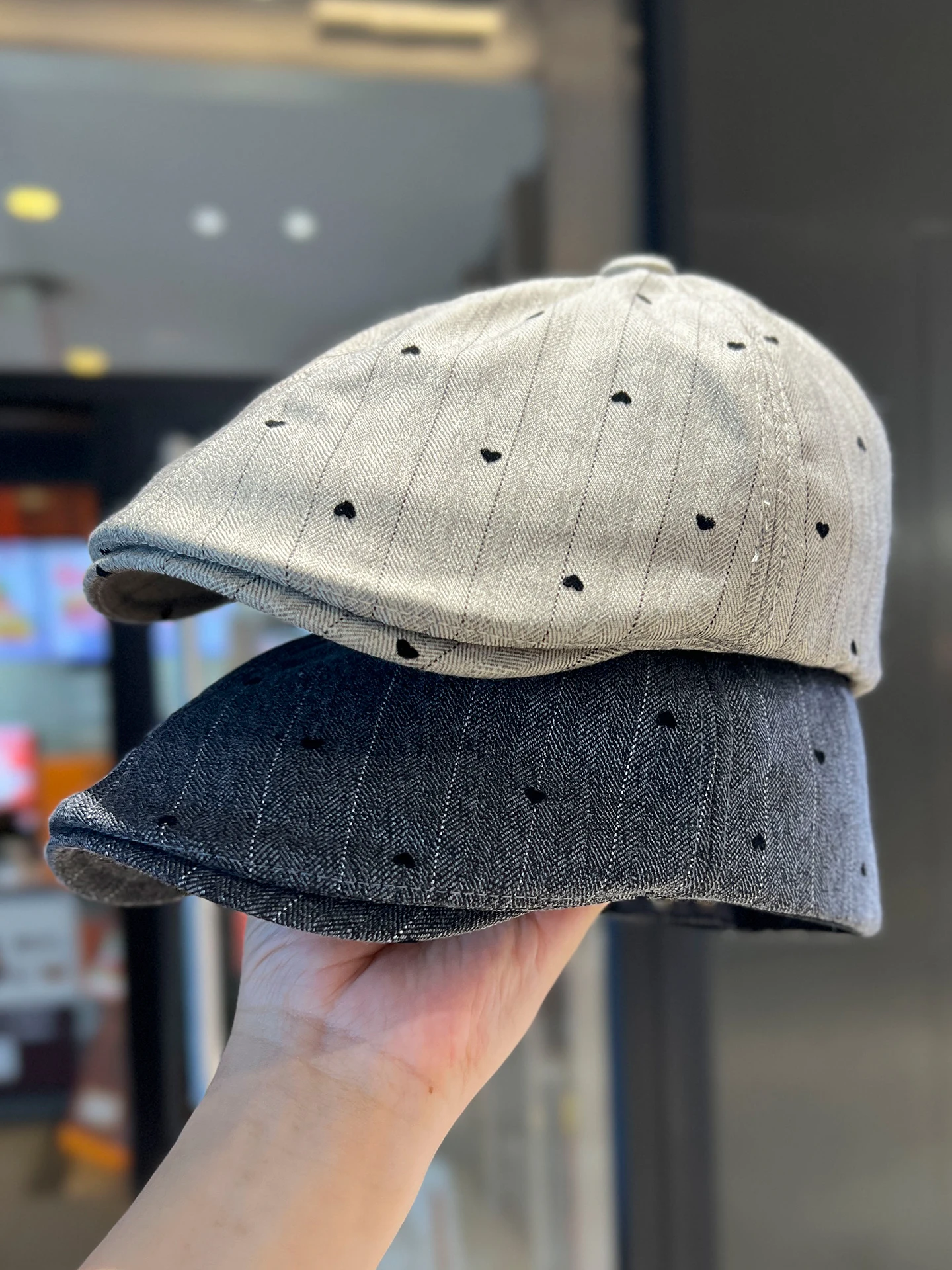 

Retro forward hat women's summer autumn thin face small beret fashion striped cap men