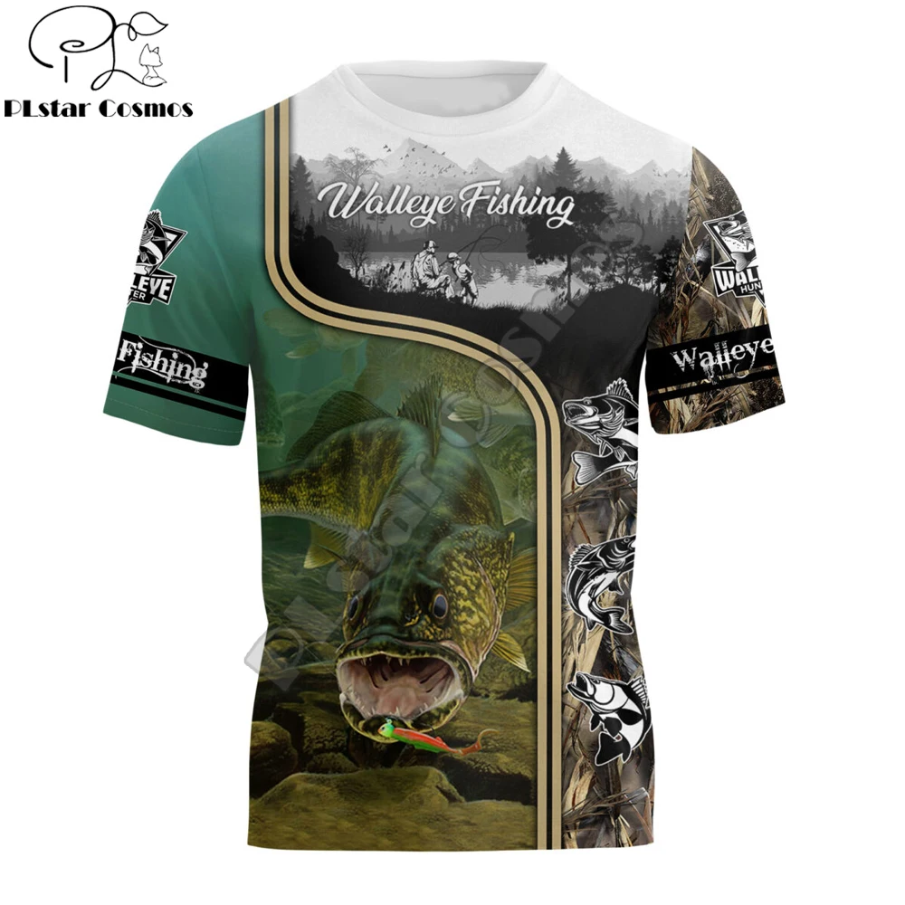 

Лето 2025 г., крутая хипстерская мужская футболка Walleye Fishing With Dad, футболка с короткими рукавами в стиле Харадзюку с 3D принтом, унисекс, повседневные топы TX200