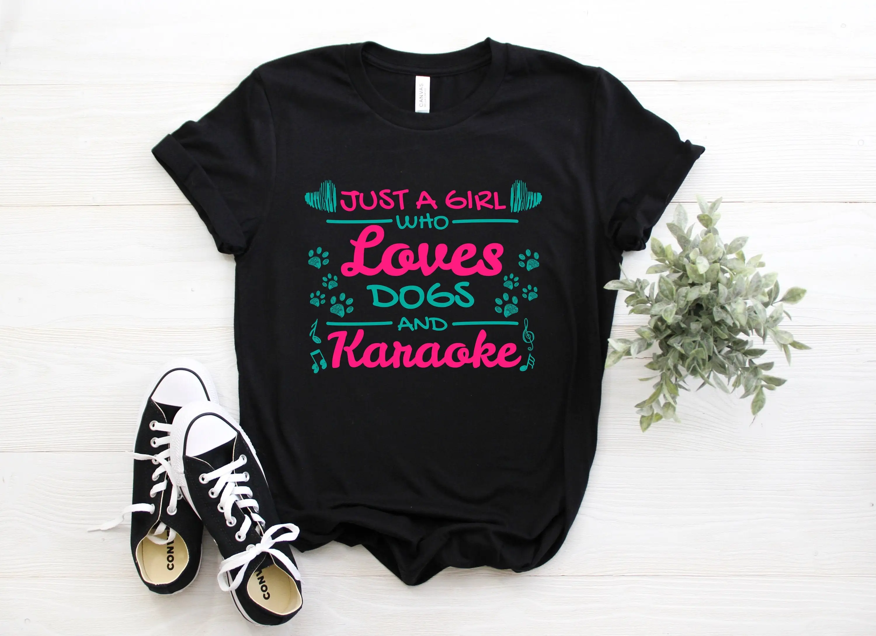 Cool Singing Lover Funny Singer Music Legend Fan T Shirt Just A Girl Who Loves Dogs And Karaoke Lyrics Song Party Present