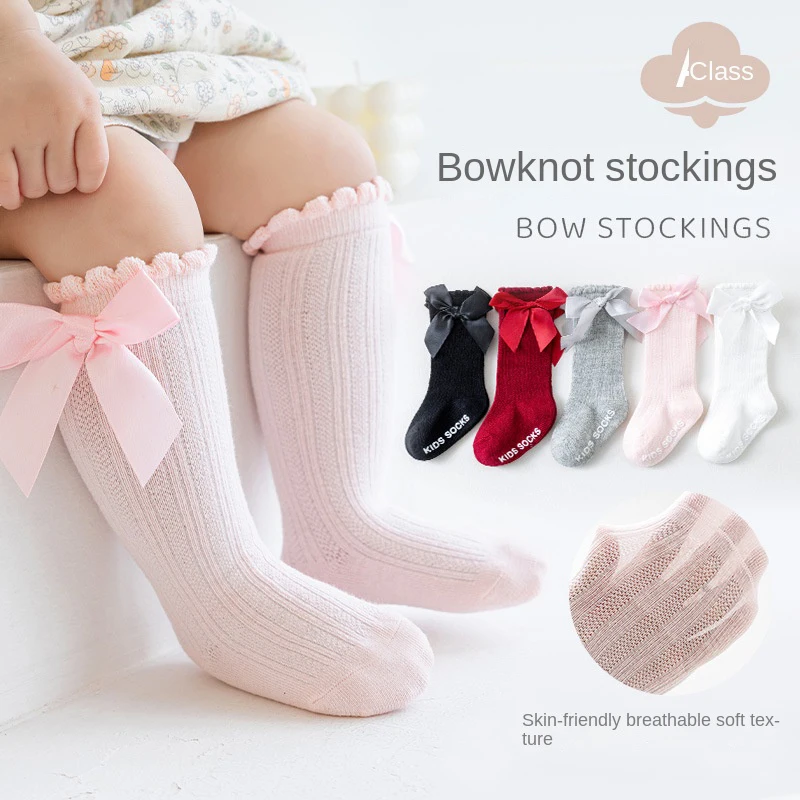 Baby Stuff Newborn Girls  Princess Bow Socks Spring Autumn Cotton Children Socks Non-slip Stockings Infant Accessories  Clothes