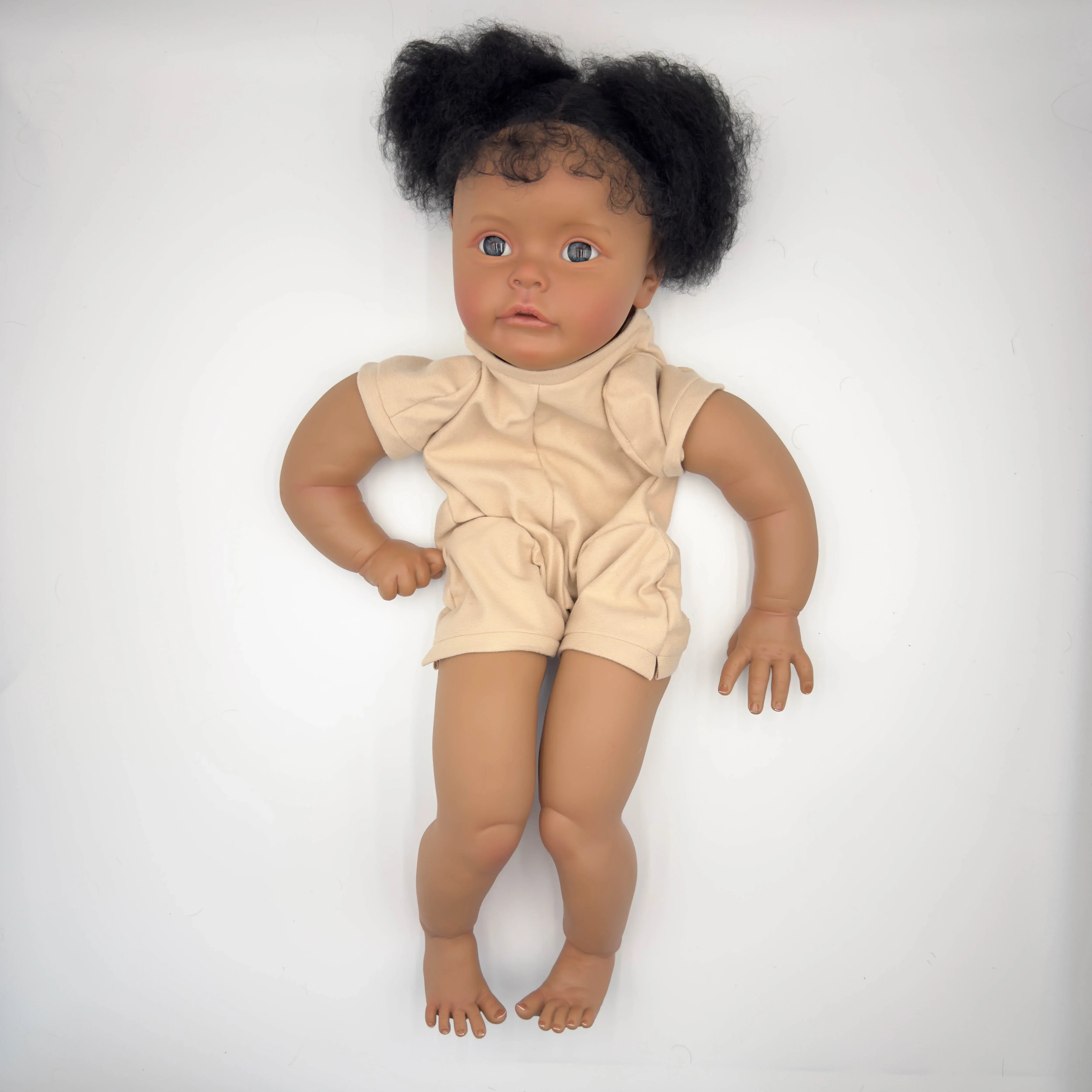 

NPK 24inch African American Suesue Lifelike Unfinished Reborn Doll kit painted kit Doll parts with Hand Root Hair