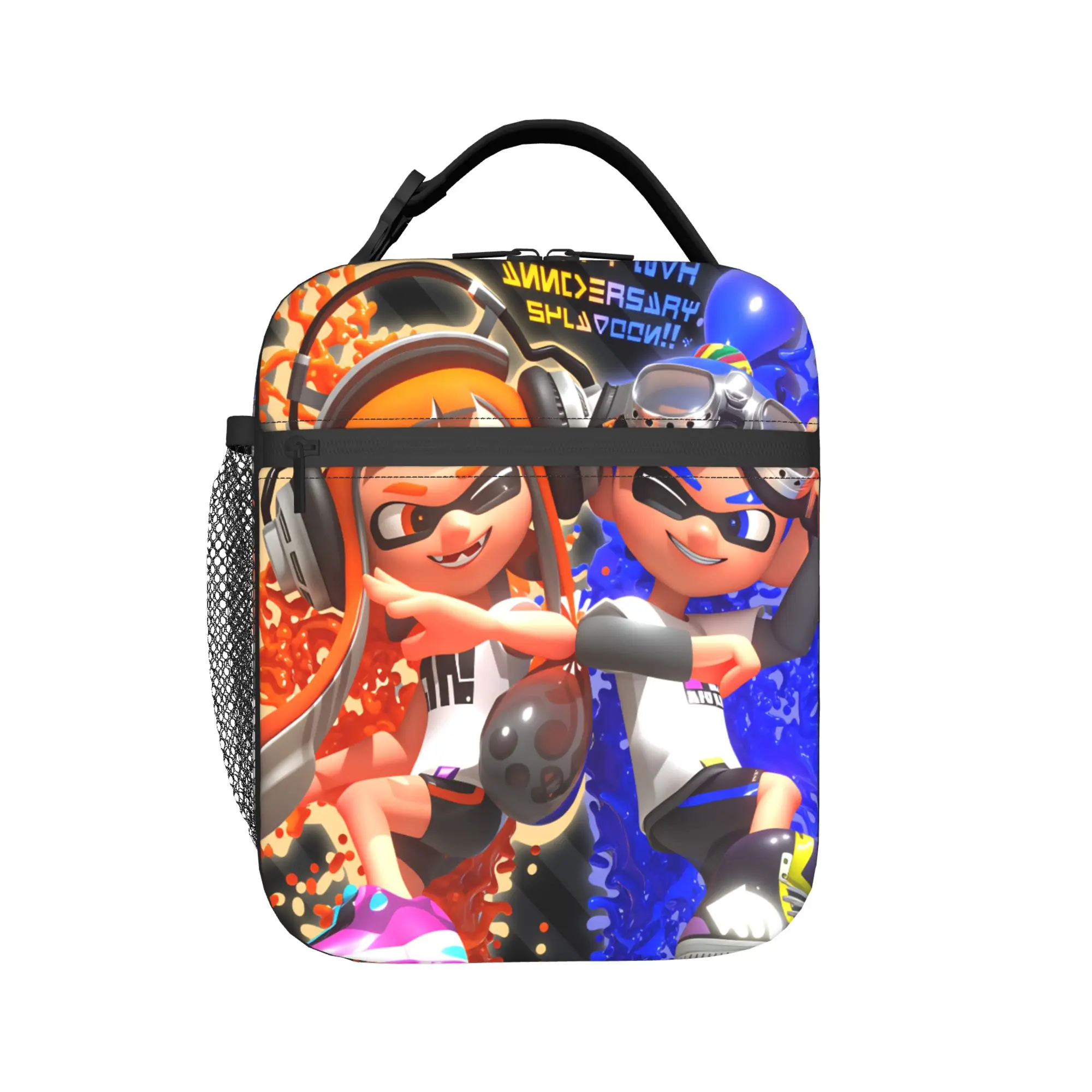 Splatoons Shoot Lunch Bag  Vintage Lunch Box Office Portable Zipper Tote Food Bags For Unisex Oxford Graphic Design Cooler Bag