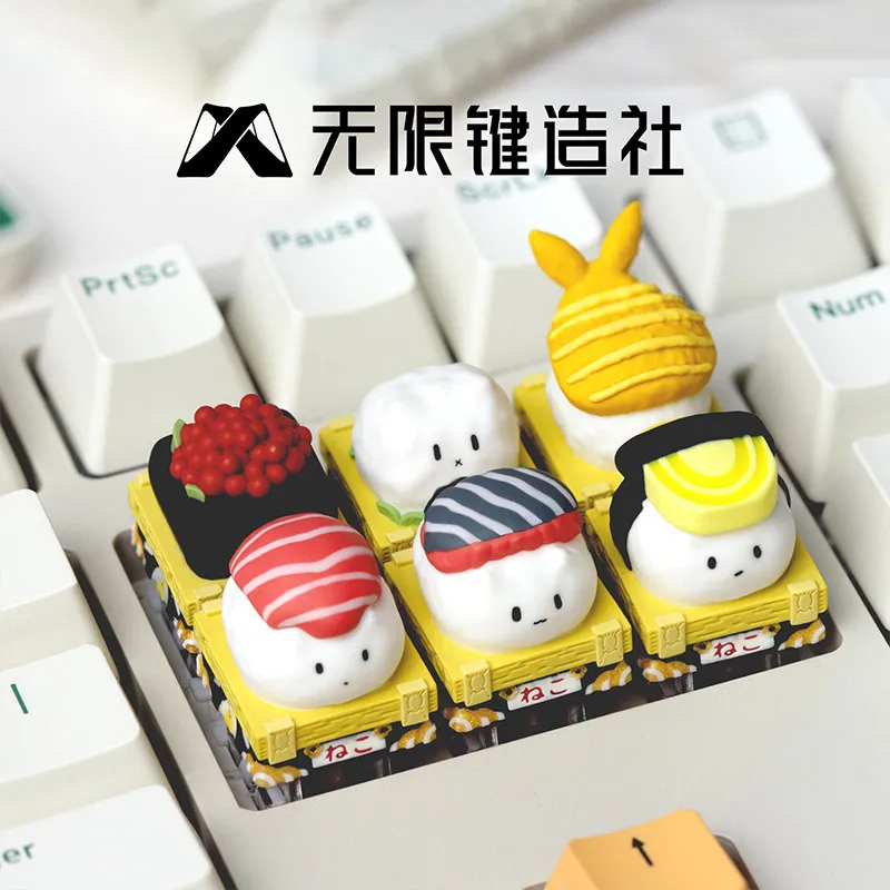 

Коллекционные кейкапы Sushi Neko Artisan для DIY-проектов, с подсветкой, для ПК-гейминга, классический набор клавиш, аниме-стиль, персонализированные подарки (ESC)