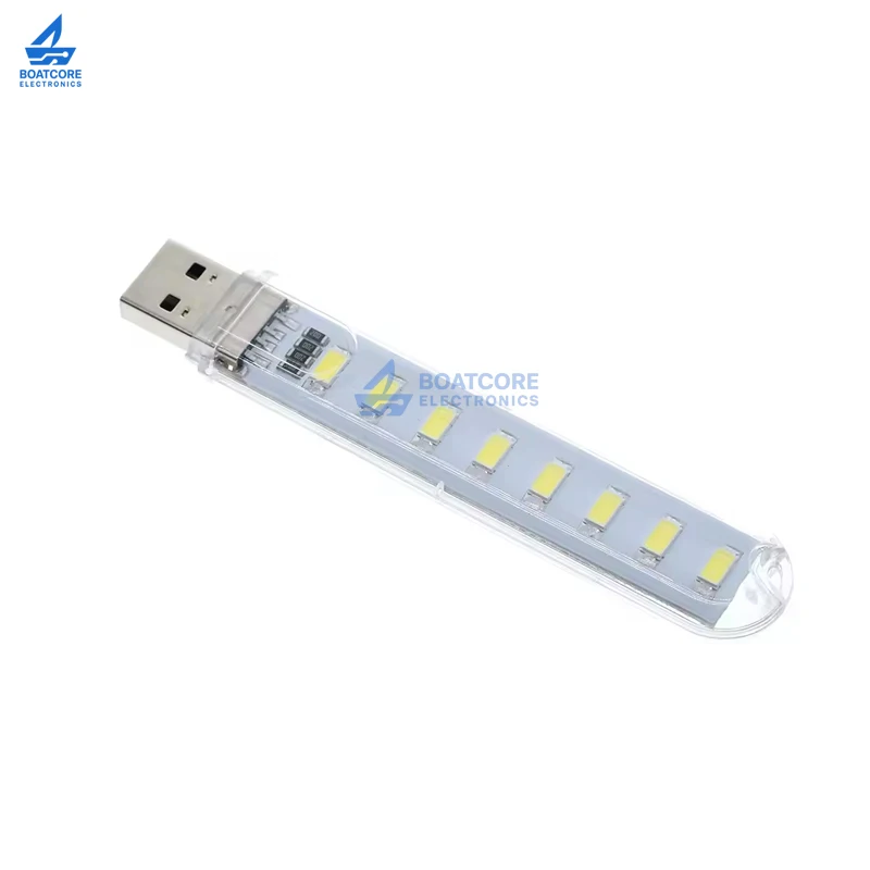 1PCS Mini Portable USB Night Light 5V 8LEDs 5730 SMD Book Lights White Color For PC Laptops Computer Mobile Power Camping Lamp