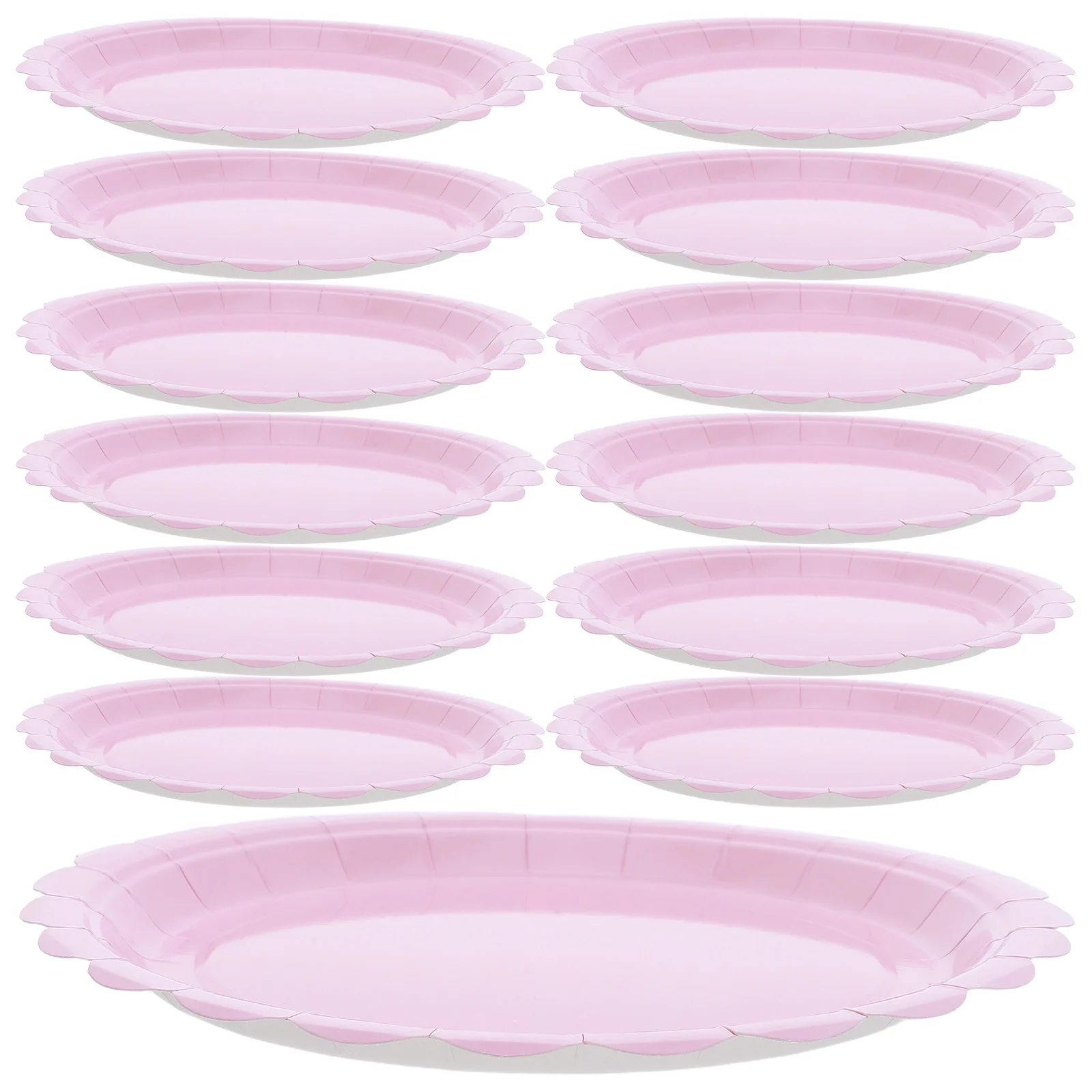 

50Pcs Pastel Pink Scalloped Flower Plates Small Dessert Cake Plates Girls Birthday Party Supplies Festival Dinnerware