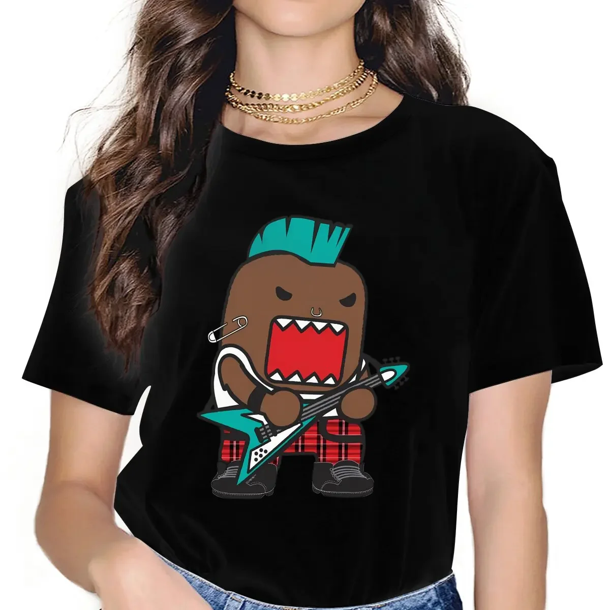 Camiseta de Anime Domo Kun Punk para mujer, camisetas de moda Harajuku, camiseta de poliéster con cuello redondo