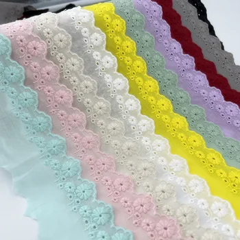 3 yarde di 5.5cm di larghezza ricamo Hollow colorato pizzo di cotone rosa gonna abito fai da te tessuto decorativo Lolita