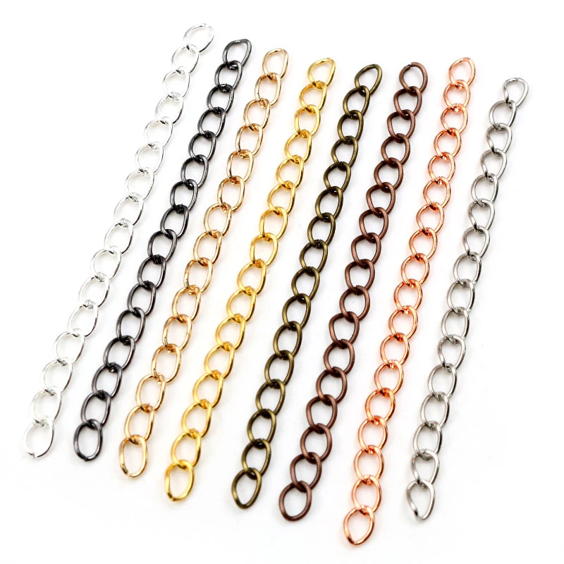 50pcs/lot 50mm 70mm 5x4mm Necklace Extension Chain Bulk Bracelet Extended Chains Tail Extender For DIY Jewelry Making Findings