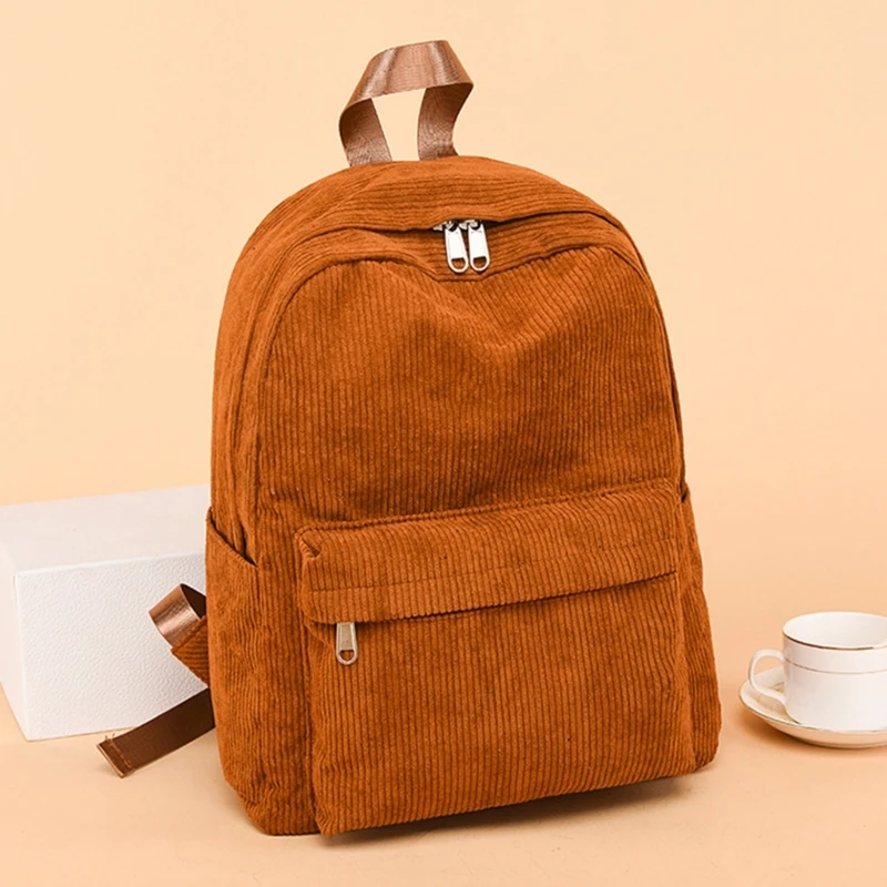 ผู้หญิง Casual Corduroy กระเป๋าเป้สะพายหลังเด็กอ่อนกระเป๋าเดินทางวิทยาลัย Daypack หญิงหญิง Rucksack กระเป๋าถือกระเป๋ามินิ