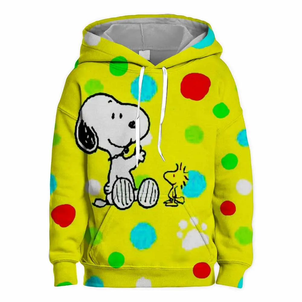 White Snoopy Cartoon Anime Children Pullover Tops 2024 New Fashion Boy Girl Kids Hoodie Spring Autumn Baby Sweatshirt Clothes