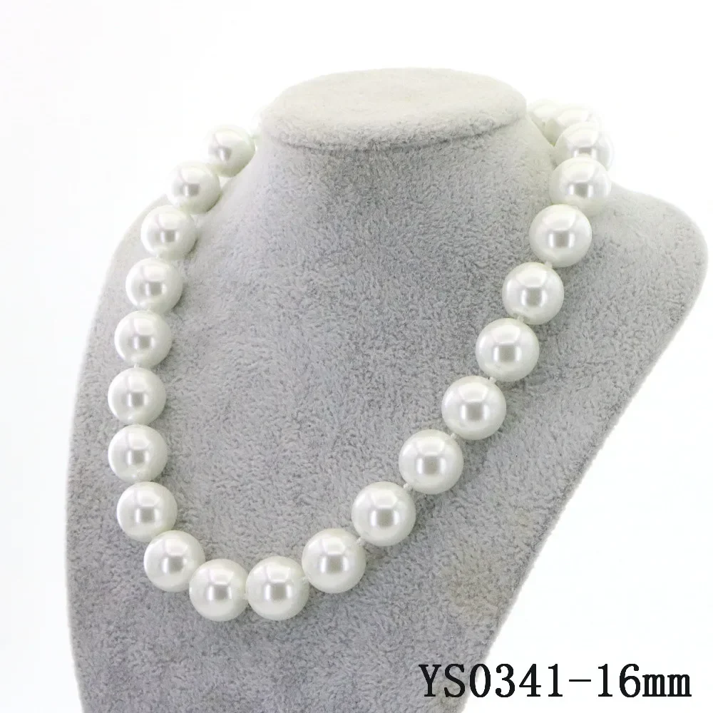 Big Pearl Necklaces 8-16mm Beads White Shell Pearl Necklace for Women Chain Jewelry Wedding Christmas Valentine\'s Day Girl Gift