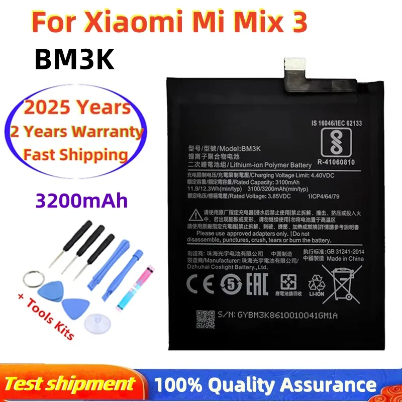 100% Orijinal Telefon Pil BM3K 3200 mAh Xiaomi Mi Mix 3 Mix3 Yüksek Kaliteli Yedek Piller Araçları Hızlı Kargo