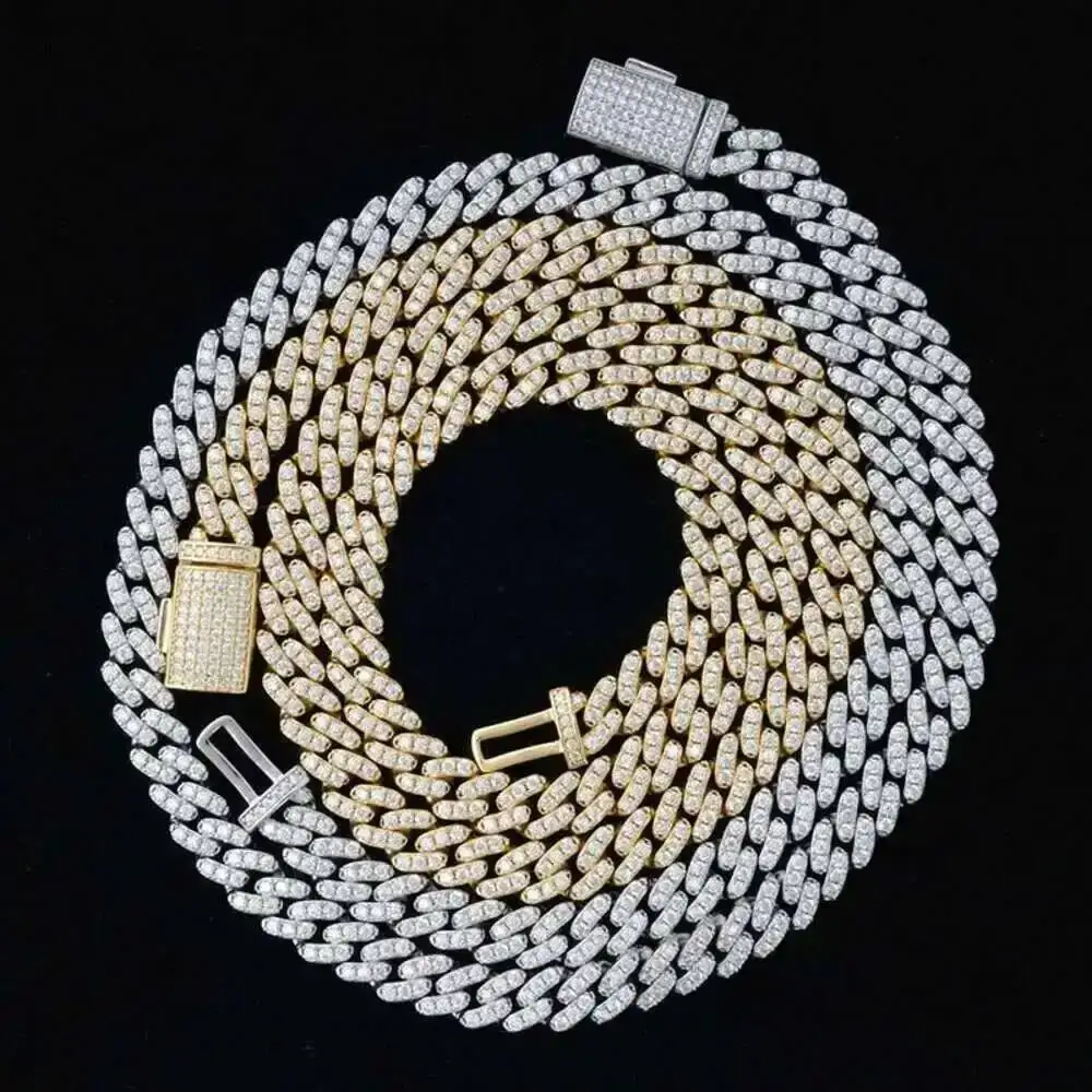 

Wholesale Jewelry Iced Pure 925 Sterling Silver Necklace Vvs 8mm Solid Rose Gold Miami Moissanite Cuban Link Chain