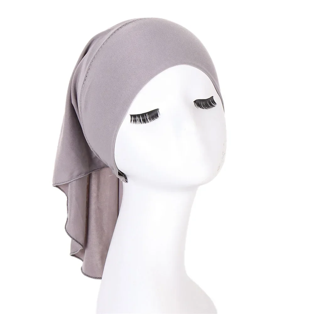 Novo muçulmano interior hijab bonés estiramento turbante boné sólido islâmico underscarf gorro chapéu feminino bandana turbante mujer xales instantâneos