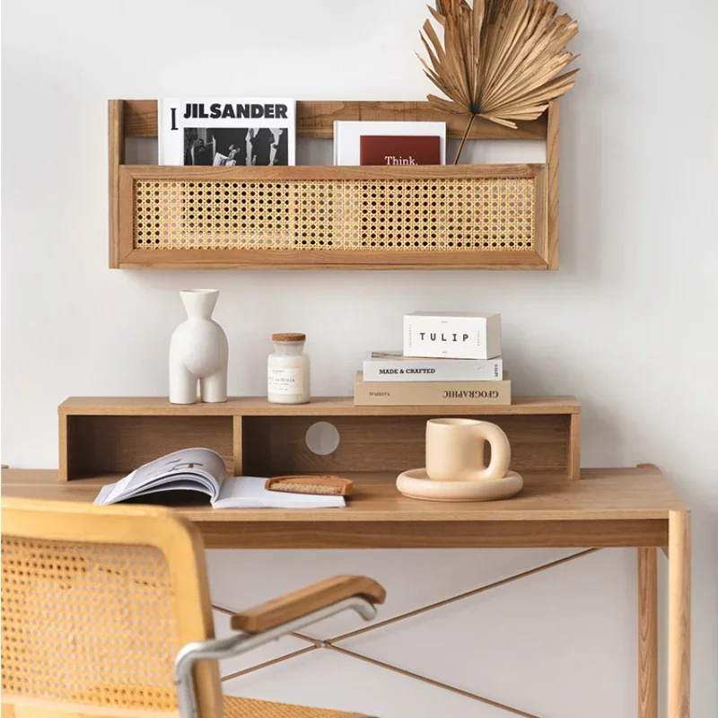 

Rattan Magazine Rack Wall Mounted Book Newspaper Holder Japanese Storage Organizer Multifunctional Living Room Sundries Stand