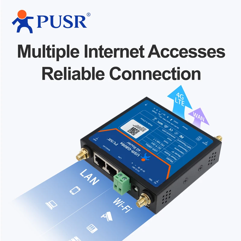 جهاز توجيه PUSR Industrial 4G LTE VPN مع جهاز مراقبة المودم التسلسلي بمنفذ تسلسلي USR-G806s-G