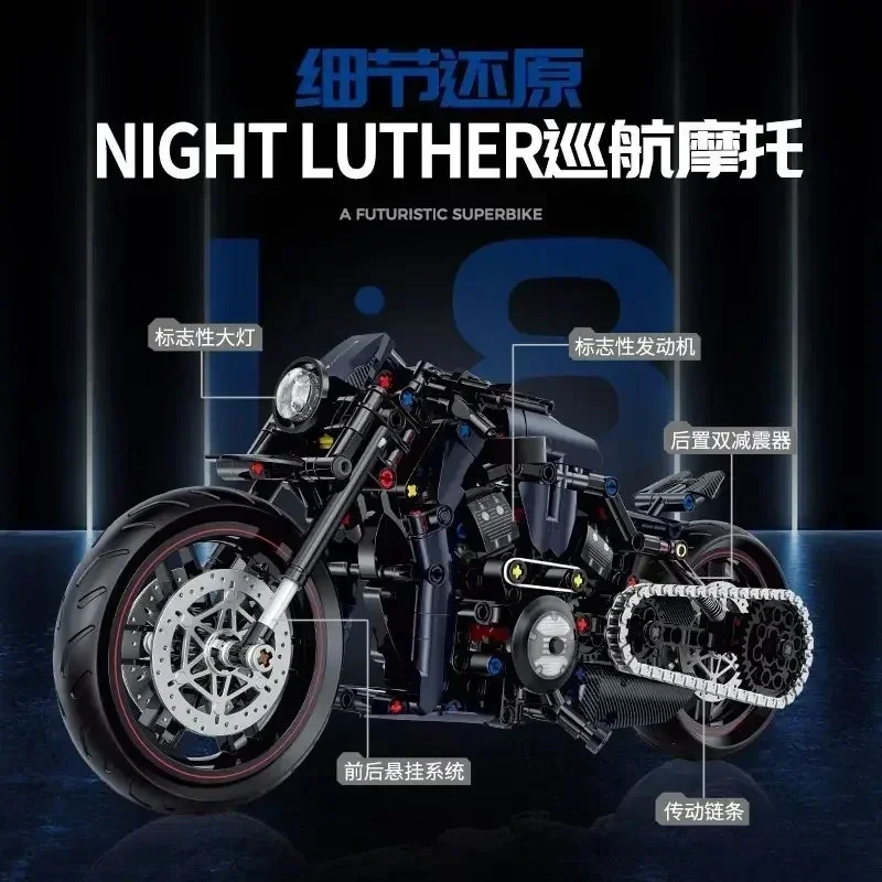 Technische motorfiets bouwstenen bakstenen Harleys motor locomotief Road Racer speelgoed voor kind Kerstmis Nieuwjaar cadeau
