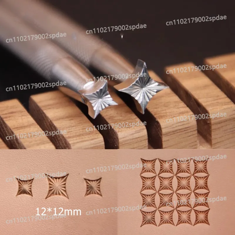 304 Stainless Steel Geometric Diamond Radial Leather Embossing Tool - 12x12mm Stamp For Vegetable Tanned Leather DIY Craft