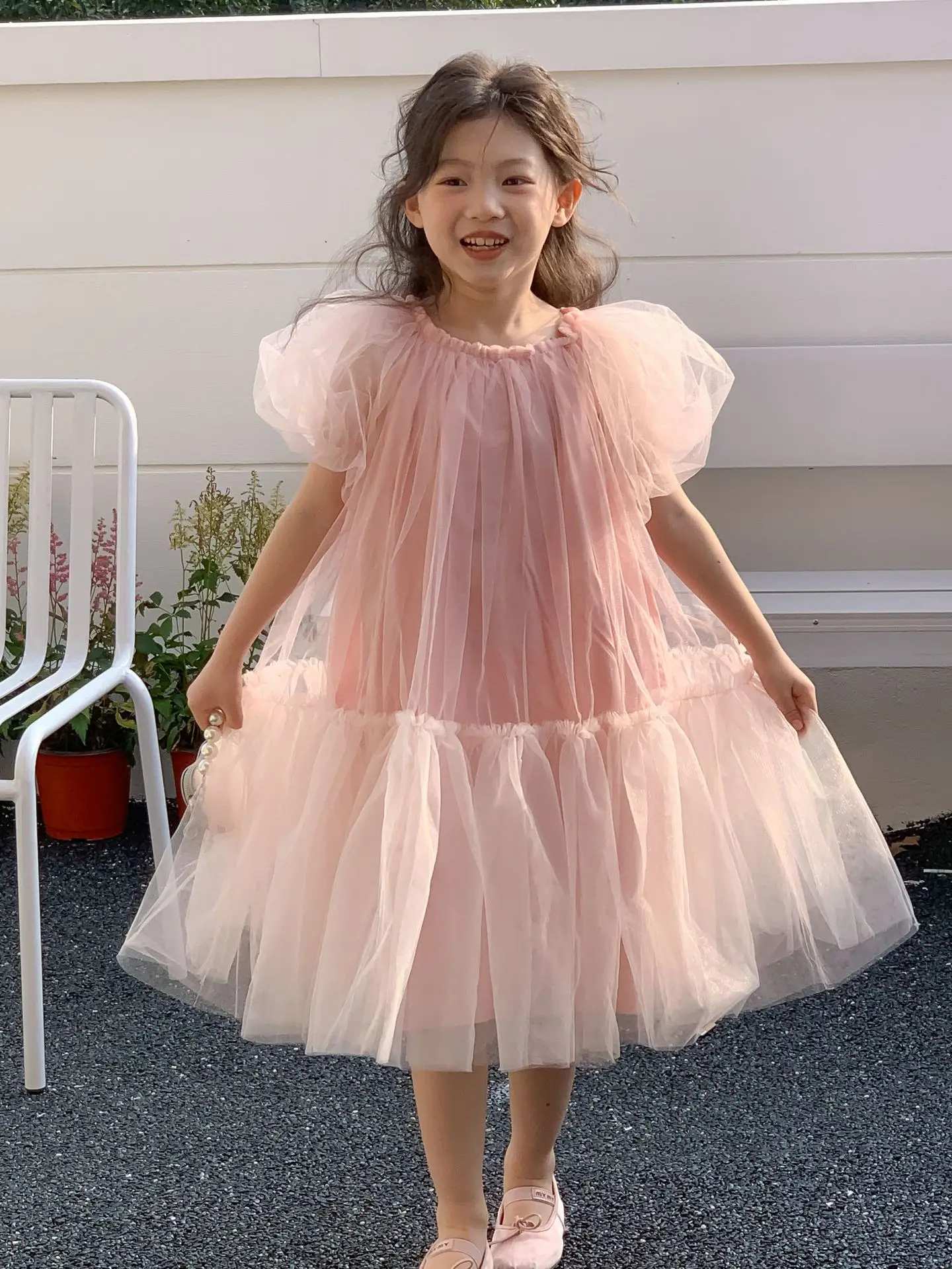 

Girls Casual Dresses Childrens Clothing Summer Girls Pink Mesh Yarn Princess Birthday 2024 Loose Pull Sleeveless Pleated
