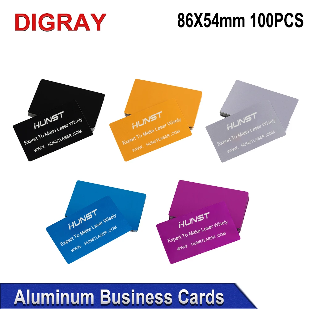 DIGRAY 100PCS/LOT Business Name Cards Multicolor Aluminium Alloy Metal Sheet Testing Material for Laser Marking Machine