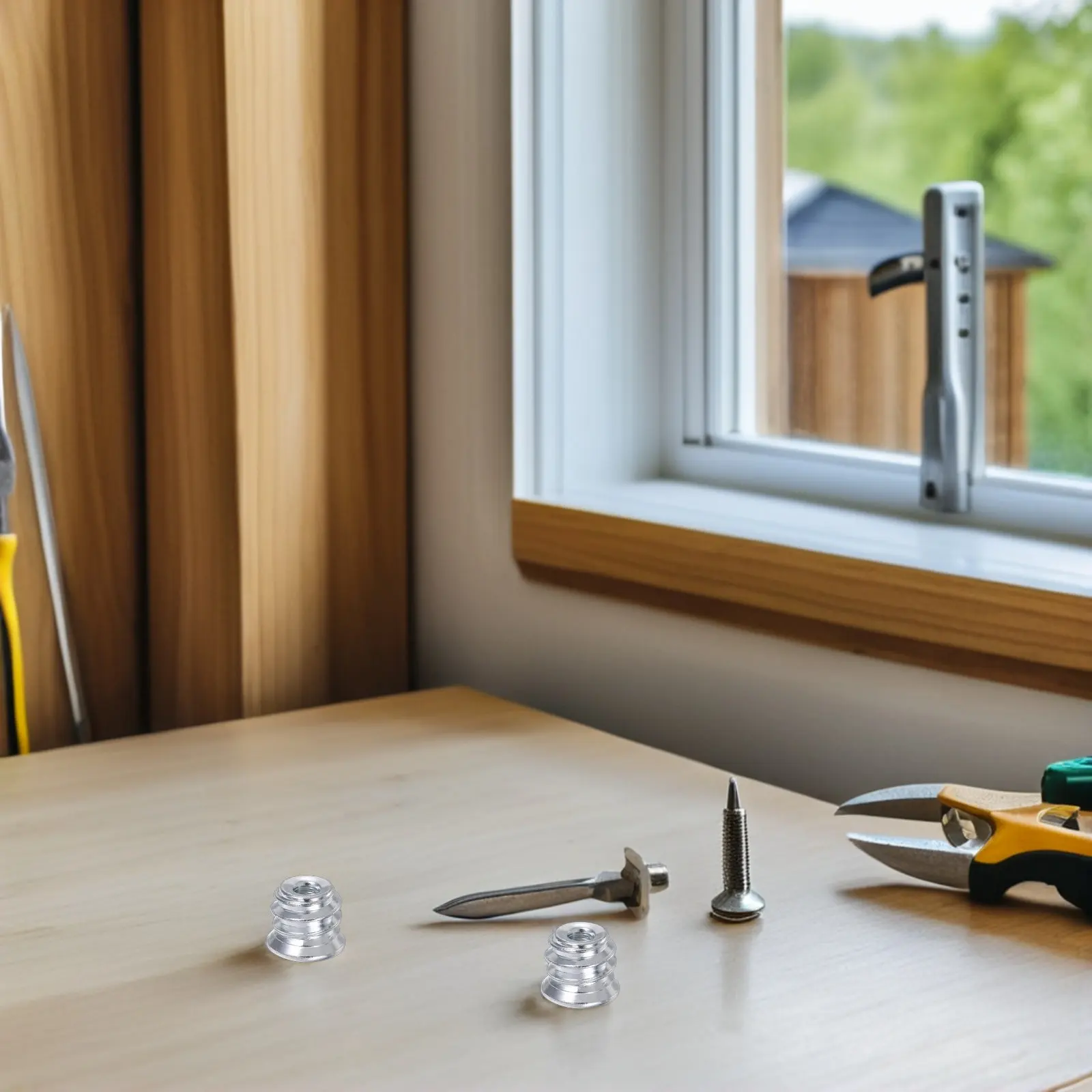 Afbeelding 6: 100 Stuks Houten Meubels Schroefdraadinserts Verzinkt Koolstofstaal Hex Socket Schroef-in Moer Connectors voor Kast Montage Reparatie