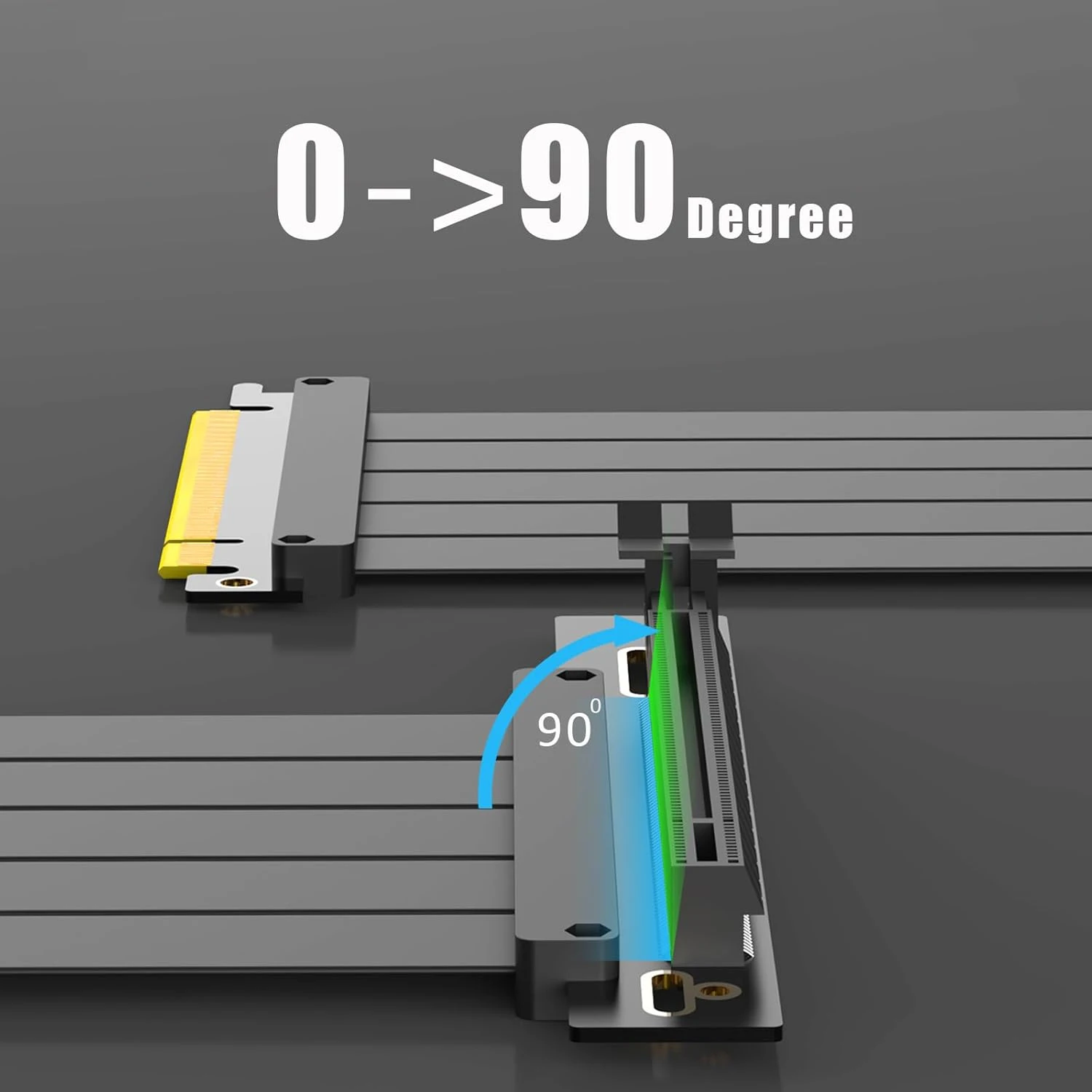 PCI Express 3.0/4.0 X16 auf X16 Gen 4 GPU Doppel-Rückwärts-Grafikkarten-Verlängerungskabel Riser-Karte für ITX mit vergoldeten Anschlüssen – Detail 5