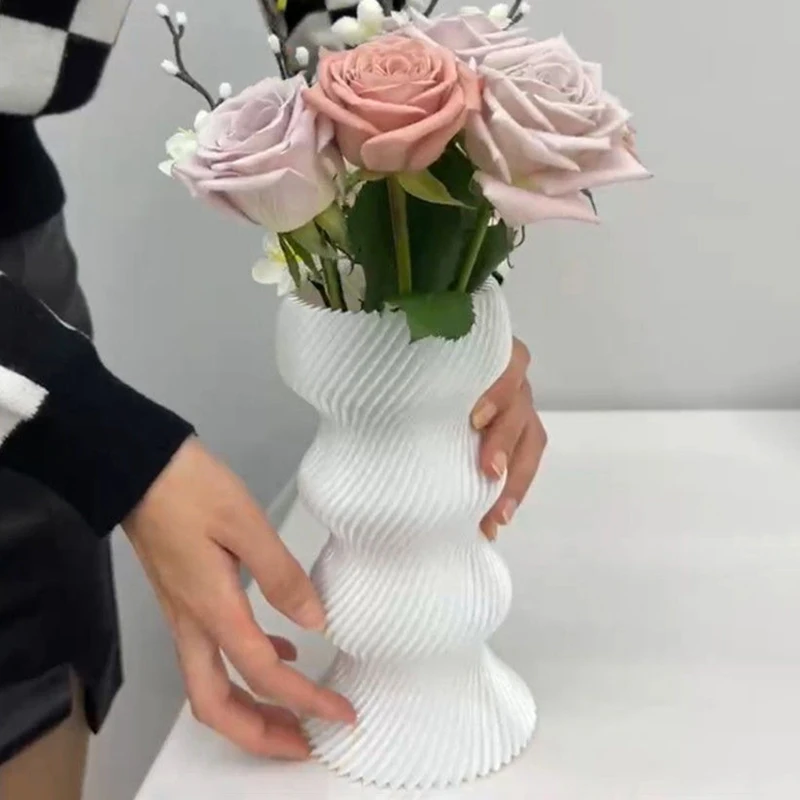 

Modern Ins Vases 3D Printed Minimalist Flower Vase Luxury Flower Bottle Aesthetic Flowerpot for Living Room Home Decoration