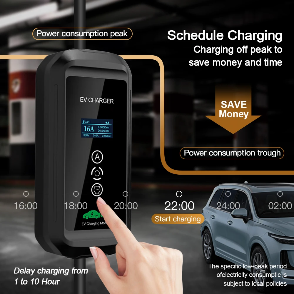 ERDAN 10M Portable 11KW 16A 3P EV Charger Wallbox Type 2 Plug APP Wifi Control IEC-62169 EVSE Charging Box Electric Car Charger