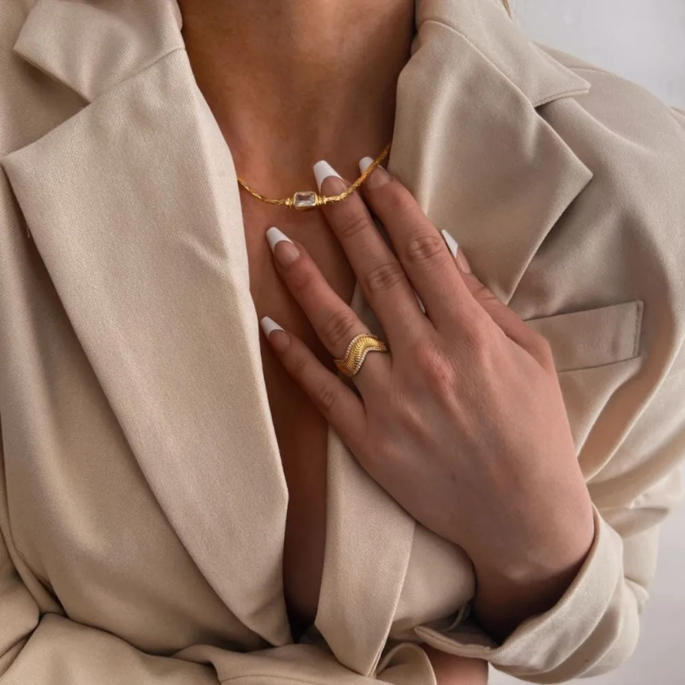 Модное панк-плетеное ожерелье из циркона из нержавеющей стали, браслет с кристаллами в стиле ретро, блестящая квадратная тканая цепочка, ювелирные изделия