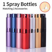 1PCS+2 Accessories 8ml Metal Aluminum Perfume Bottle with 1 Spray Bottle, 1 Funnel, 1 Dispenser Divine.