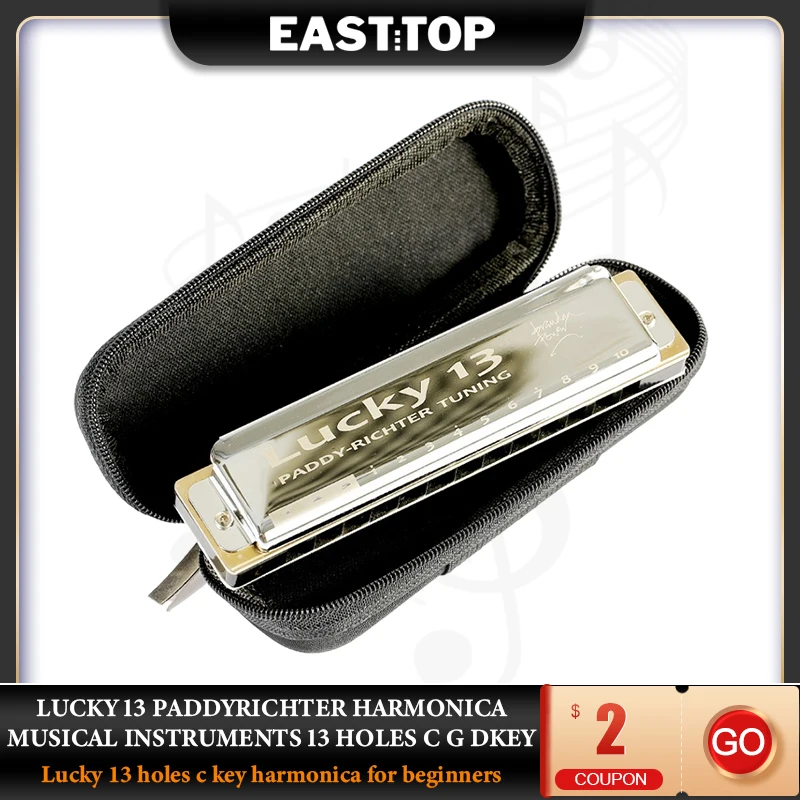 

EASTTOP LUCKY 13 PaddyRichter Harmonica Musical instruments 13 Holes C G D Key For Beginners Adults Students Players