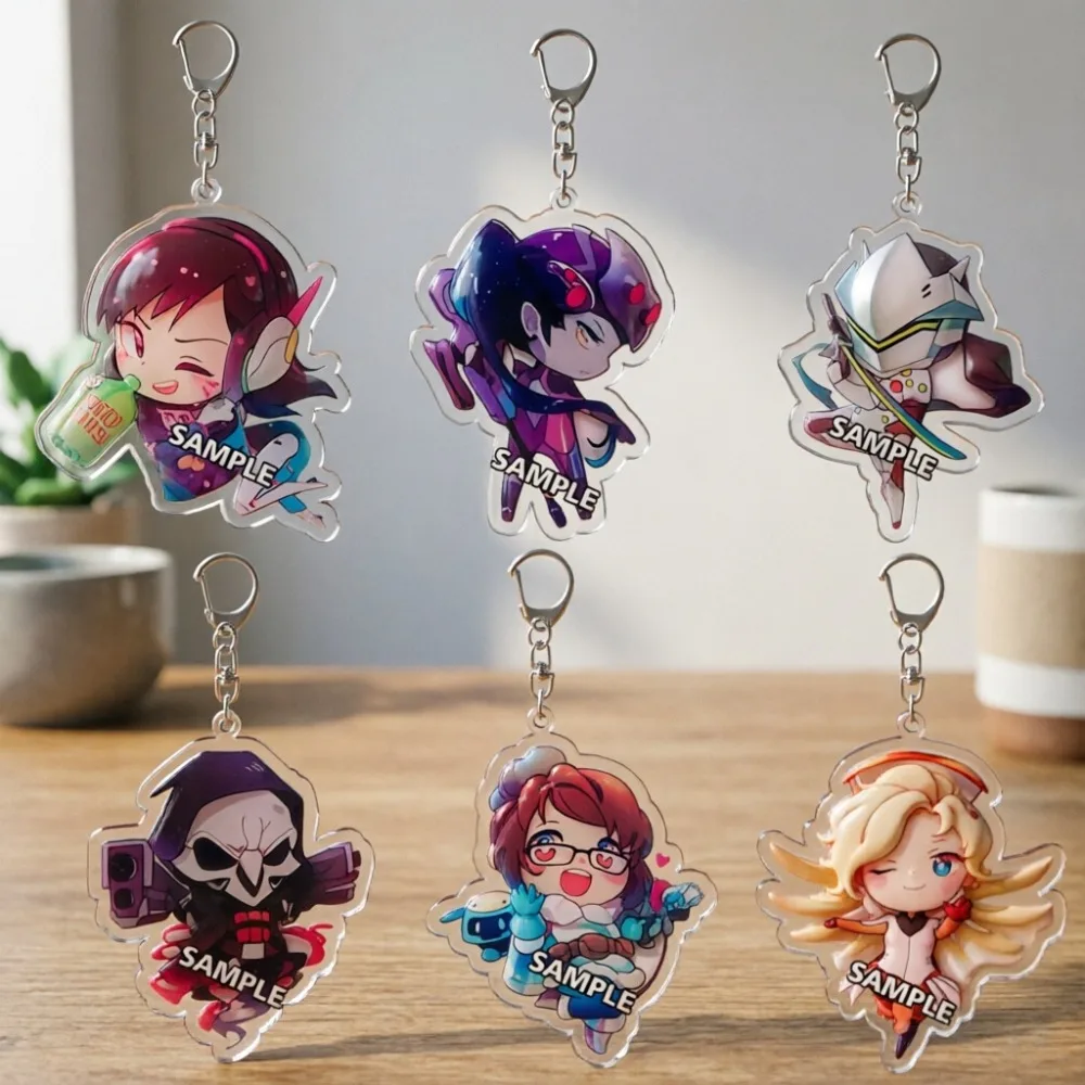 Chaveiro de Acrílico para o Jogo Overwatch: Sombra, Genji, Reaper, Mei, Mercy - Pingente Criativo e Fofo para Mochila - Presente Criativo