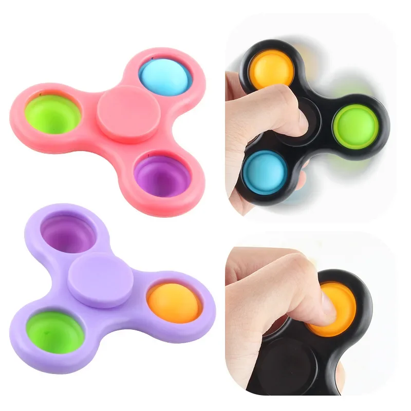 Pop fidget brinquedos nova descompressão exótica três dedos fidget spinner sua bolha de empurrar música abs silicone spinner menino brinquedo presentes